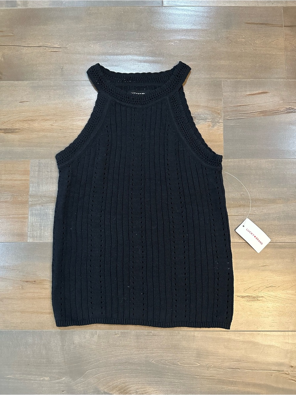 Lucky Brand Black Knit Halter Tank Top